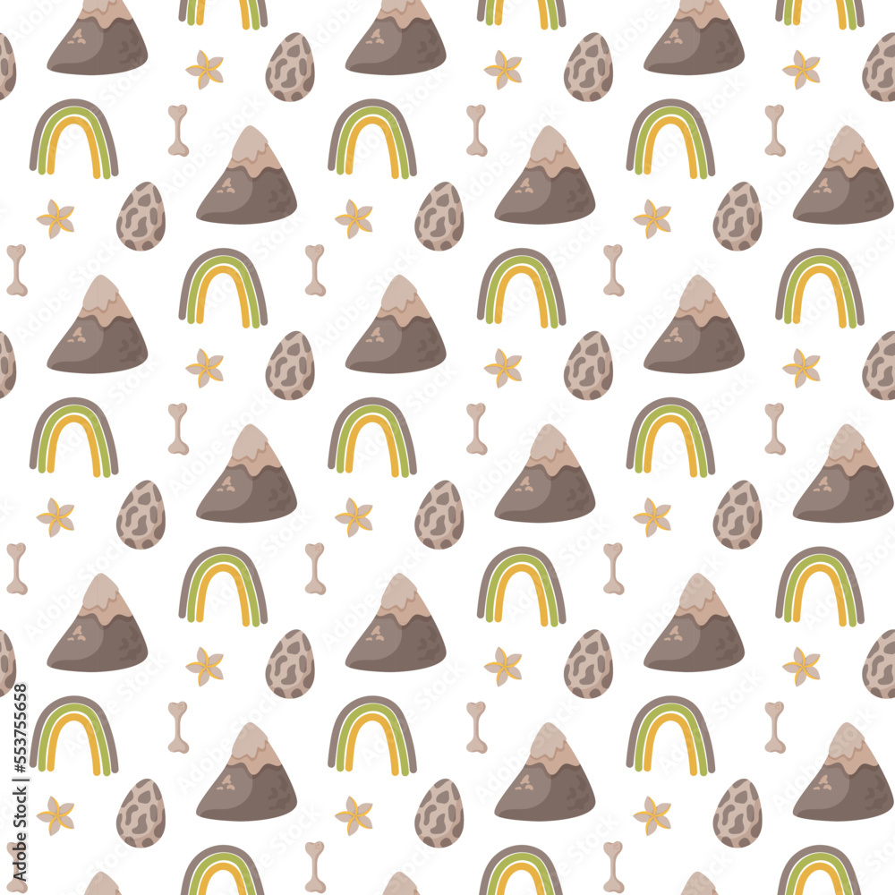Dinosaur seamless pattern footprint tracks. Minimal color background with paw, stones, rainbow. Dinosaur footprint seamless pattern perfect for textile, wrap and wallpaper and design. Dinosaur seamless pattern footprint tracks. Minimal color background with paw, stones, rainbow. Dinosaur footprint seamless pattern perfect for textile, wrap and wallpaper and design.