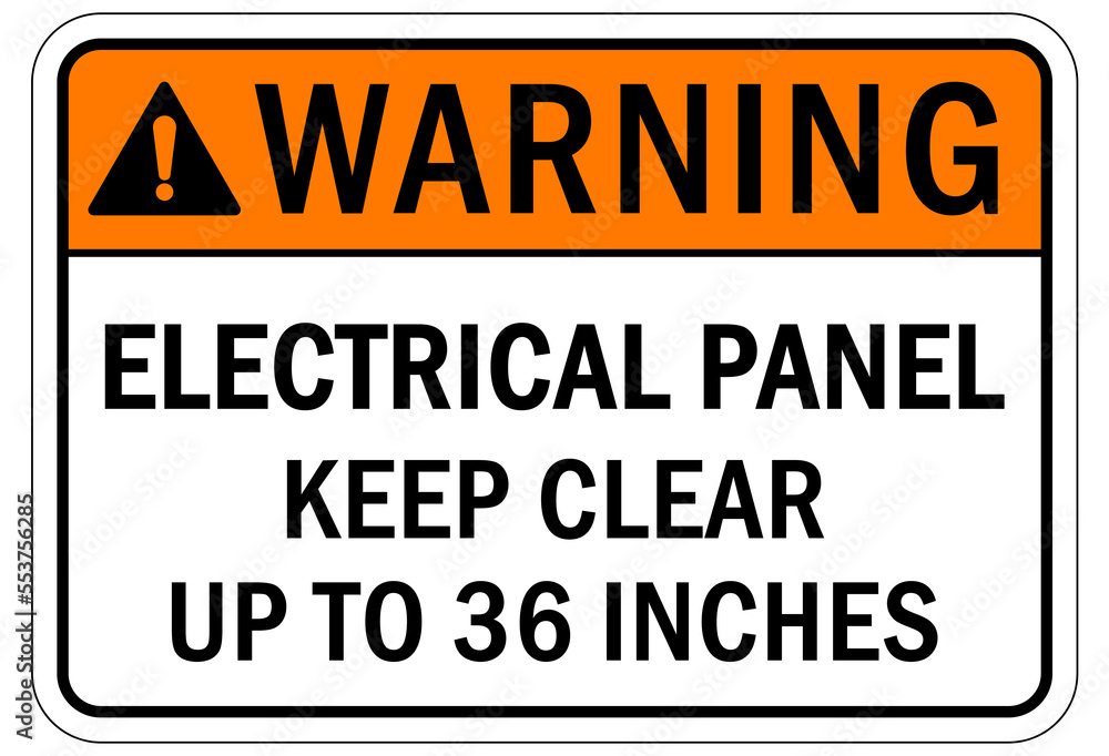Electrical utility sign and labels electrical panel keep clear