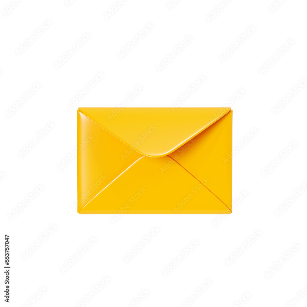 Letter 3d render - closed yellow envelope isolated on white background. New mail or message notification. Cartoon paper newsletter icon for income email or postal subscription concept. Letter 3d render - closed yellow envelope isolated on white background. New mail or message notification. Cartoon paper newsletter icon for income email or postal subscription concept.