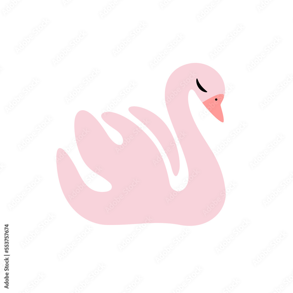 Fototapeta premium Cartoon swan, cute character for children. Vector illustration in cartoon style. Animal alphabet.