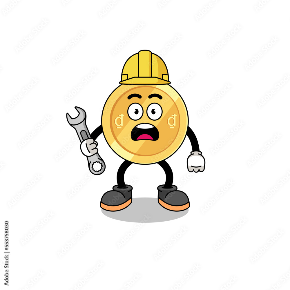 Character Illustration of vietnamese dong with 404 error Character Illustration of vietnamese dong with 404 error