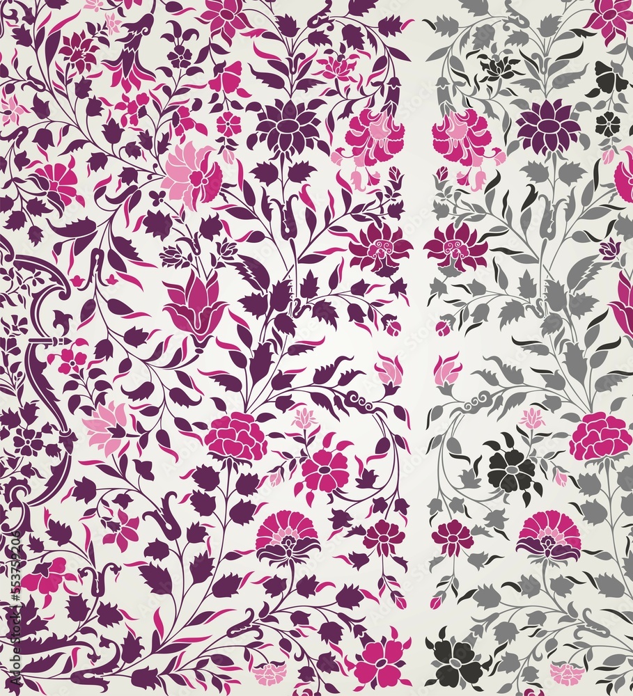 Obraz premium wedding card design, traditional paisley floral pattern , royal India 