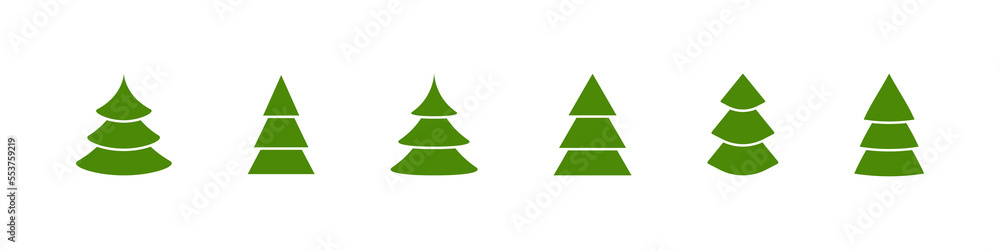 Christmas tree icon. Xmas tree vector set. Silhouette green sign isolated on white background. Christmas tree icon. Xmas tree vector set. Silhouette green sign isolated on white background.