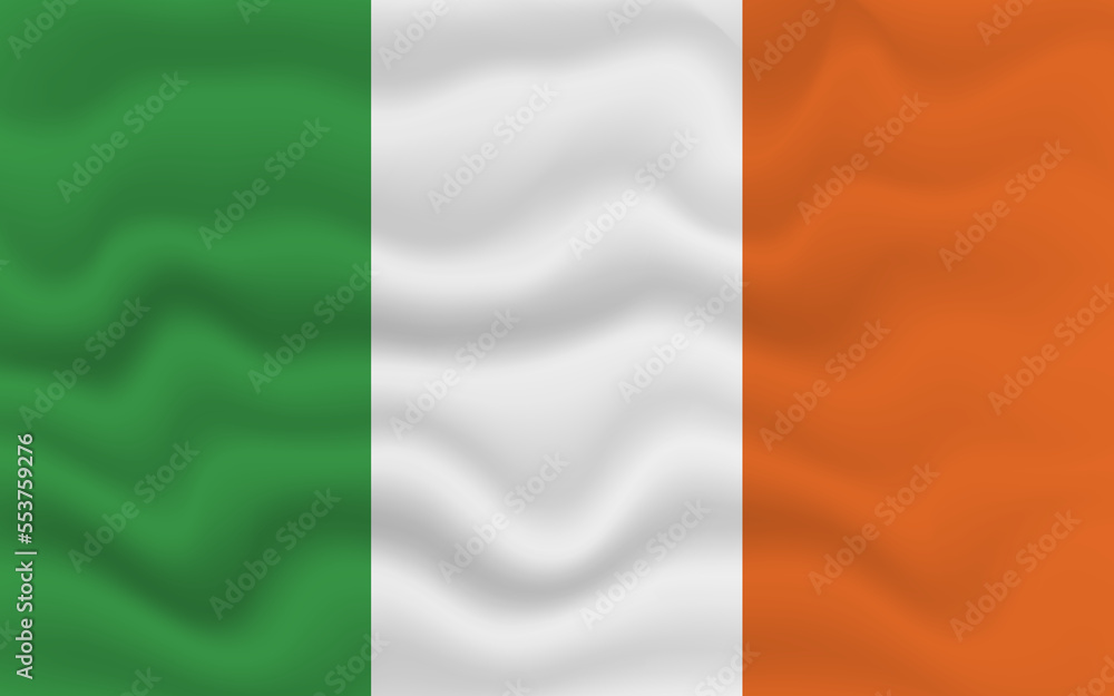 Wavy flag of Ireland. Flag of Ireland with a wavy effect. vector illustration