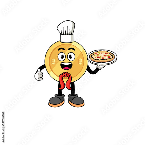 Illustration of thai baht as an italian chef