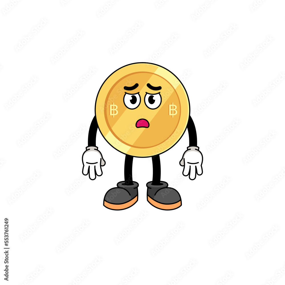 thai baht cartoon illustration with sad face thai baht cartoon illustration with sad face