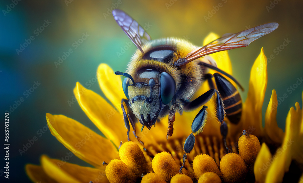 Bee on flower, generative ai Bee on flower, generative ai