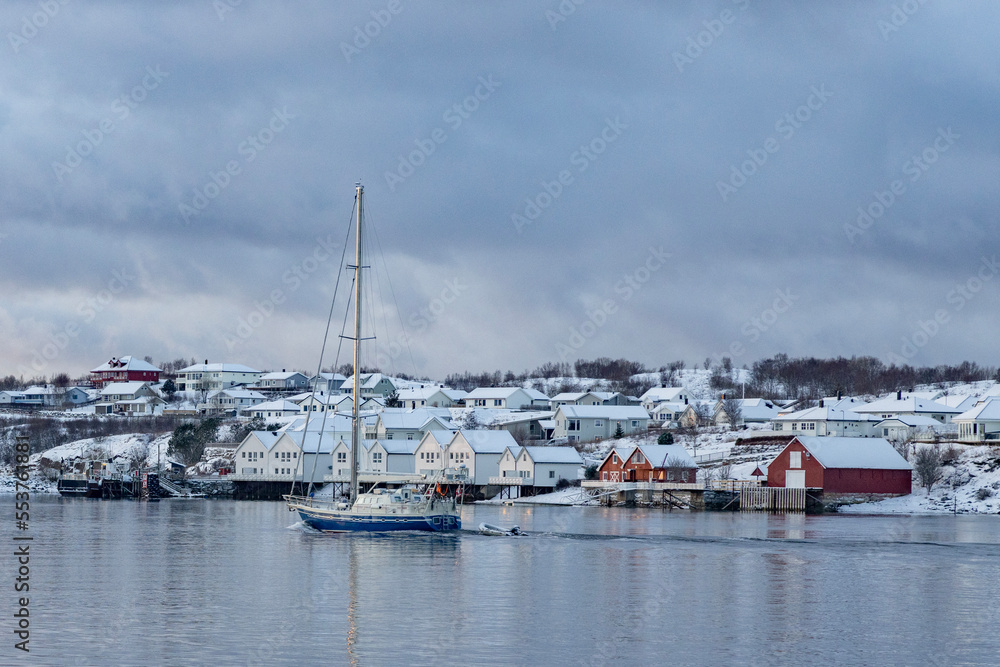 ARCTICA II is a Pleasure Craft that was built in 2004 and is sailing under the flag of Cook Is. Passes Brønnøysund town on trip southwards,Helgeland,Norway,Europe