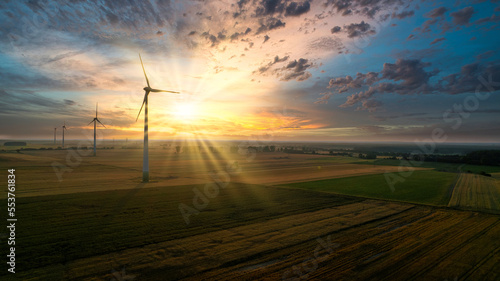 Wind turbines with beautiful sunset sky, zorlu energy wind turbines installed in jhimpir near gharo sindh Pakistan. renewable energy, green energy
