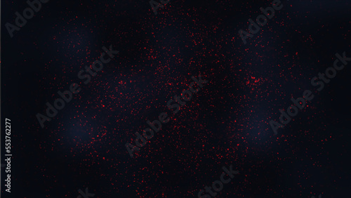 Red powder explosion cloud on black background. Freeze motion of red color dust particles splashing. Red bokeh dot with black background.