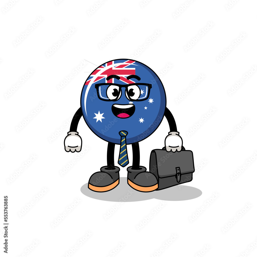 australia flag mascot as a businessman
