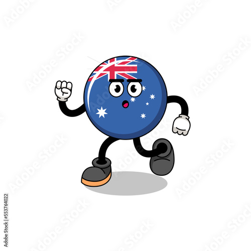 running australia flag mascot illustration