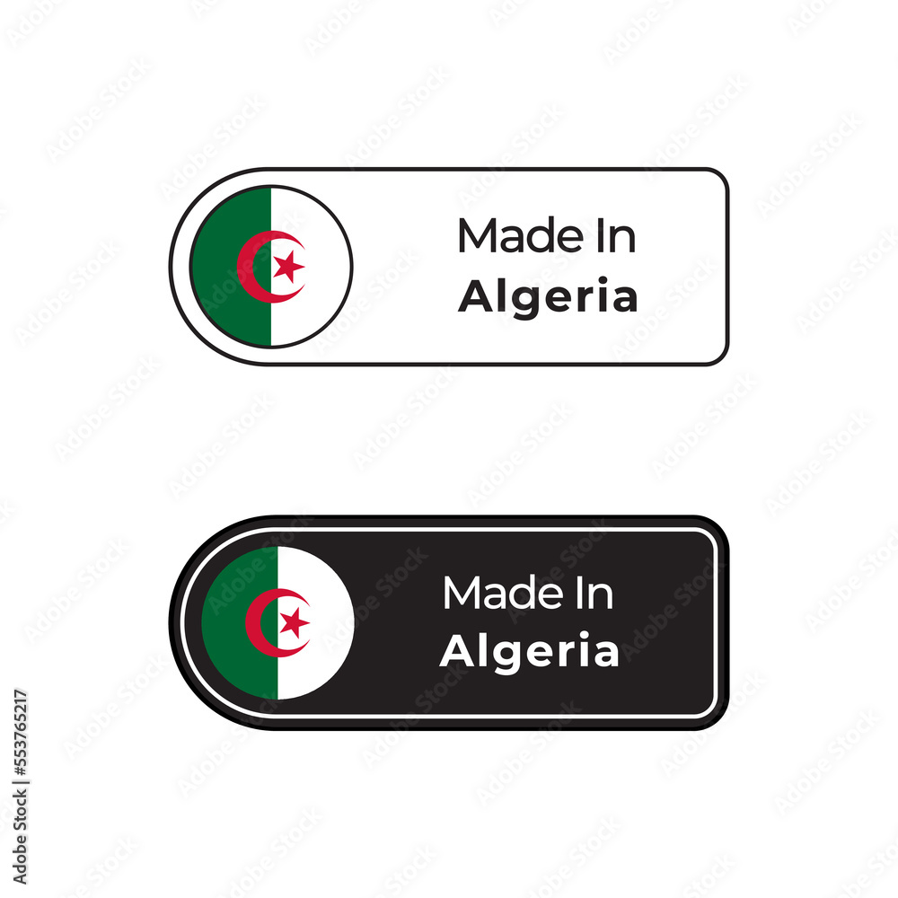 Made in Algeria vector label with Poland flag in two different style Made in Algeria vector label with Poland flag in two different style