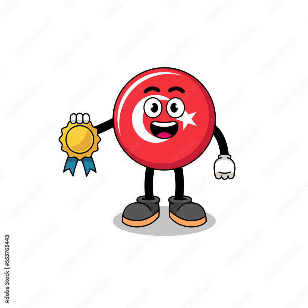 turkey flag cartoon illustration with satisfaction guaranteed medal turkey flag cartoon illustration with satisfaction guaranteed medal