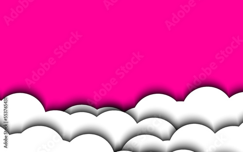 Abstract papercut cloud sky pink color background vector