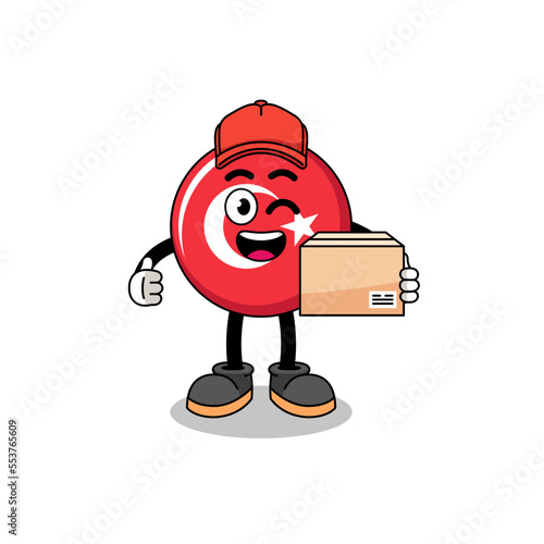 turkey flag mascot cartoon as an courier