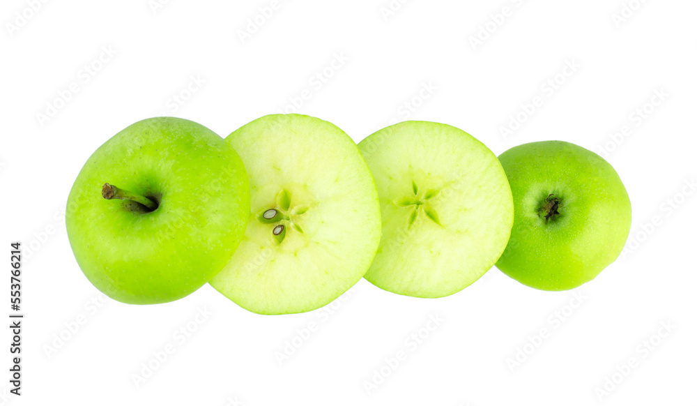 cut green apple isolated from background cut green apple isolated from background