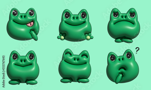 Frog. Toad. Funny animal. 3d vector icon