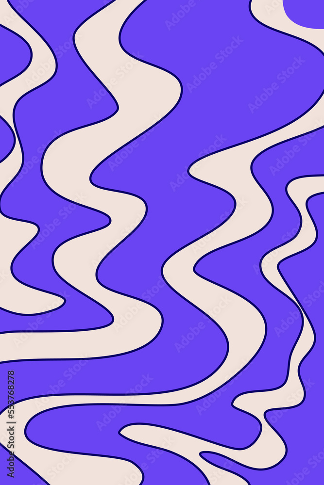 Abstract wave trippy poster blue color. Simple psychedelic wave. Modern vector illustration in style y2k retro. Swirl pattern aesthetic.