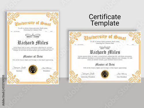 black and gold premium multipurpose certificate template