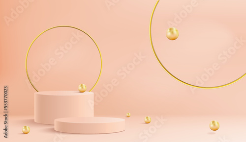 Minimal background mock up with podium for product display. 3d rendering.