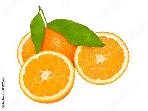Orangen und Blätter Hintergrund transparent PNG cut out