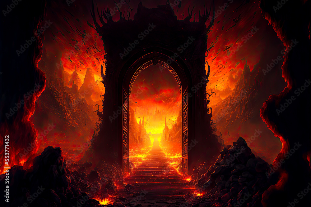 The entrance to Hell, Dante's Inferno. Generative AI - obrazy, fototapety, plakaty 