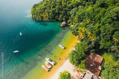 Big island Ilha Grande Abraao beach in Angra dos Reis, Rio de Janeiro, Brazil 