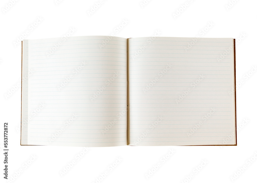 Open blank notebook isolated on white Open blank notebook isolated on white