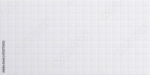 White bathroom tile, clean ceramic wall surface, pool marble decoration, room interior element, square mosaic background. Vector illustration.