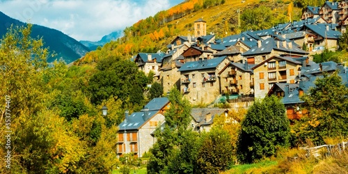 Taüll is one of the villages of the municipality of Vall de Boí in the comarca of Alta Ribagorça. Taüll, Vall de Boí, Lérida,Catalonia, Spain, Europe. photo