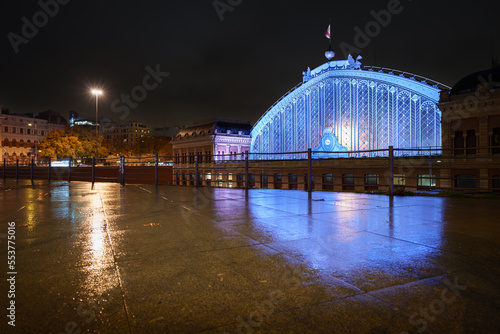 Atocha railway station at night in madrid, Spain