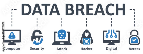 Data Breach icon - vector illustration . data, breach, computer, security, attack, hacker, algorithm, access, digital, infographic, template, presentation, concept, banner, icon set, icons .
