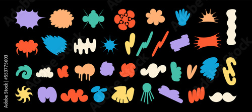 Abstract free form design elements collection. Trendy bold brutalistic shapes. Minimalistic simple silhouette of figures. Vector template