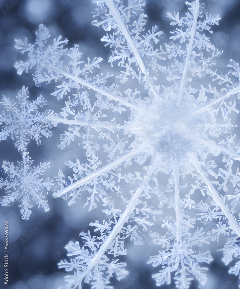 3d illustration macro of snowflake, generative ai 3d illustration macro of snowflake, generative ai