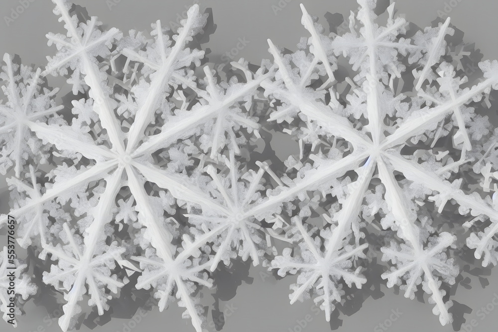 3d illustration macro of snowflake, generative ai 3d illustration macro of snowflake, generative ai