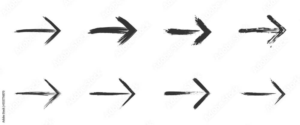 Set of Hand drawn arrows. Grunge texture. Vector illustration. Set of Hand drawn arrows. Grunge texture. Vector illustration.