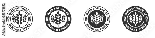 Rich source dietary fiber icon set. Vector illustration.
