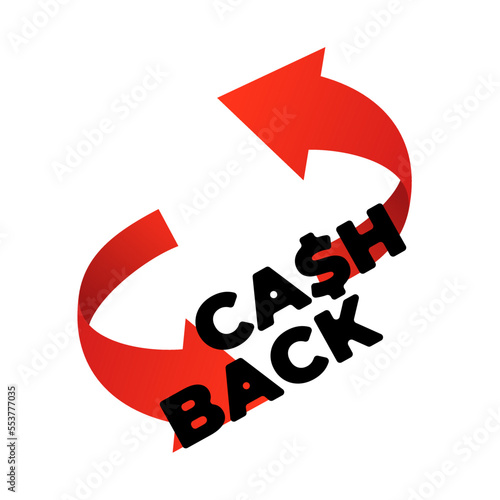 Vector cashback label arrow. Business cash back icon. Return of money from purchases. Modern cashback banner. 