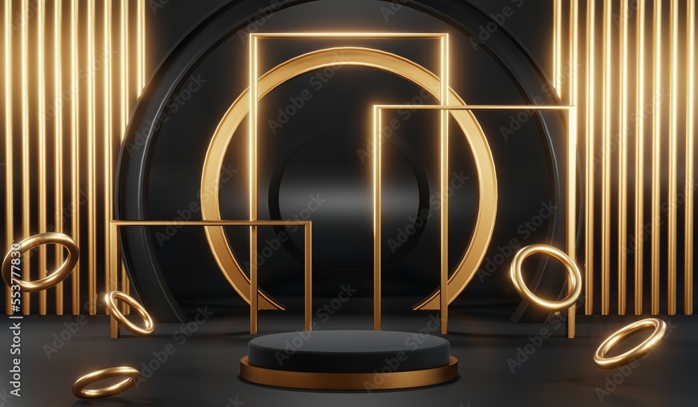 3D rendering of blank product background for cream cosmetics Modern black podium background 3D rendering of blank product background for cream cosmetics Modern black podium background