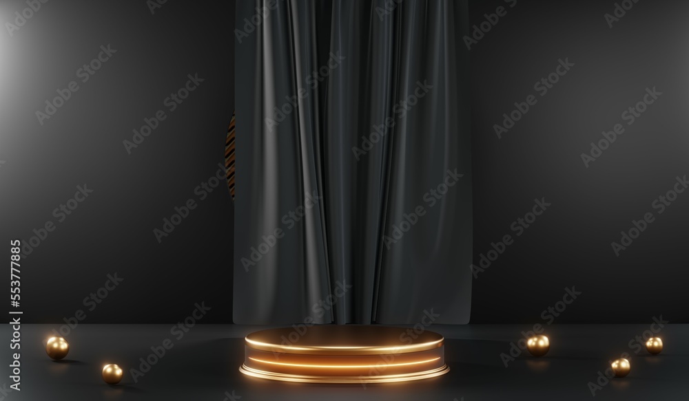 3D rendering of blank product background for cream cosmetics Modern black podium background 3D rendering of blank product background for cream cosmetics Modern black podium background