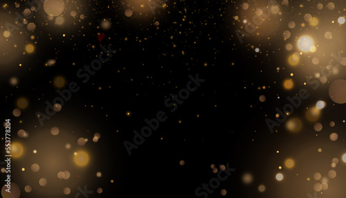 Christmas golden lights. Background of bright glow bokeh. Vector