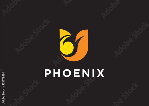 phoenix bird and fire logo design
