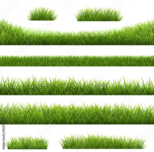 Green Grass Frame Big Set Isolated White Background