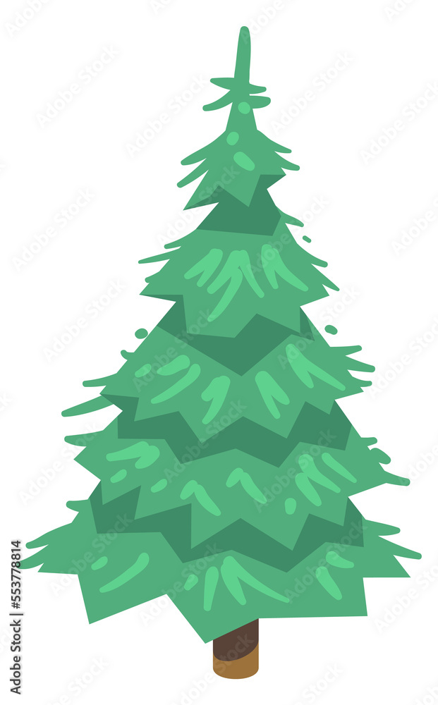Spruce cartoon icon. Evergreen tree. Forest plant