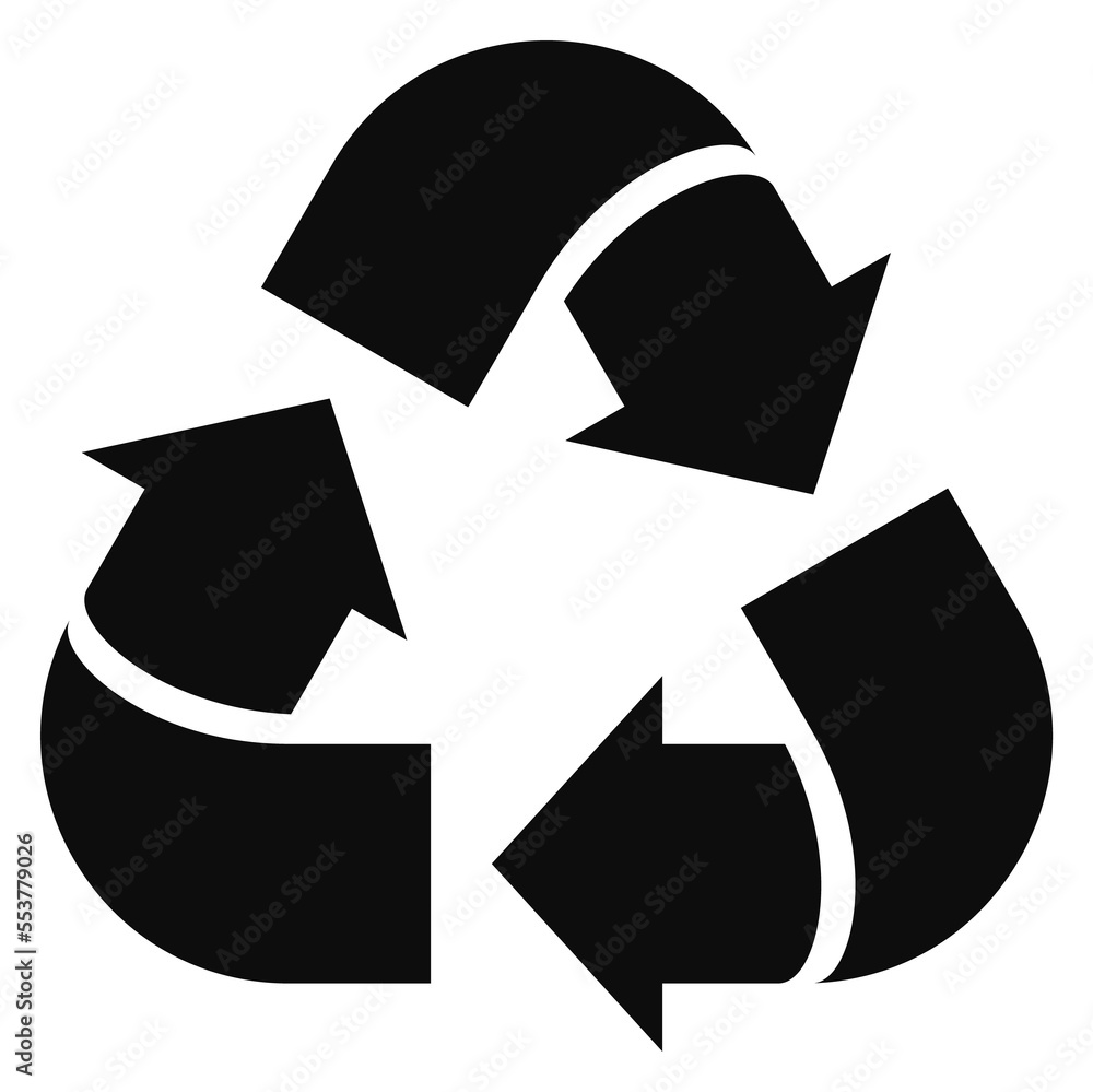 Recycle triangle. Black arrows. Eco waste sign