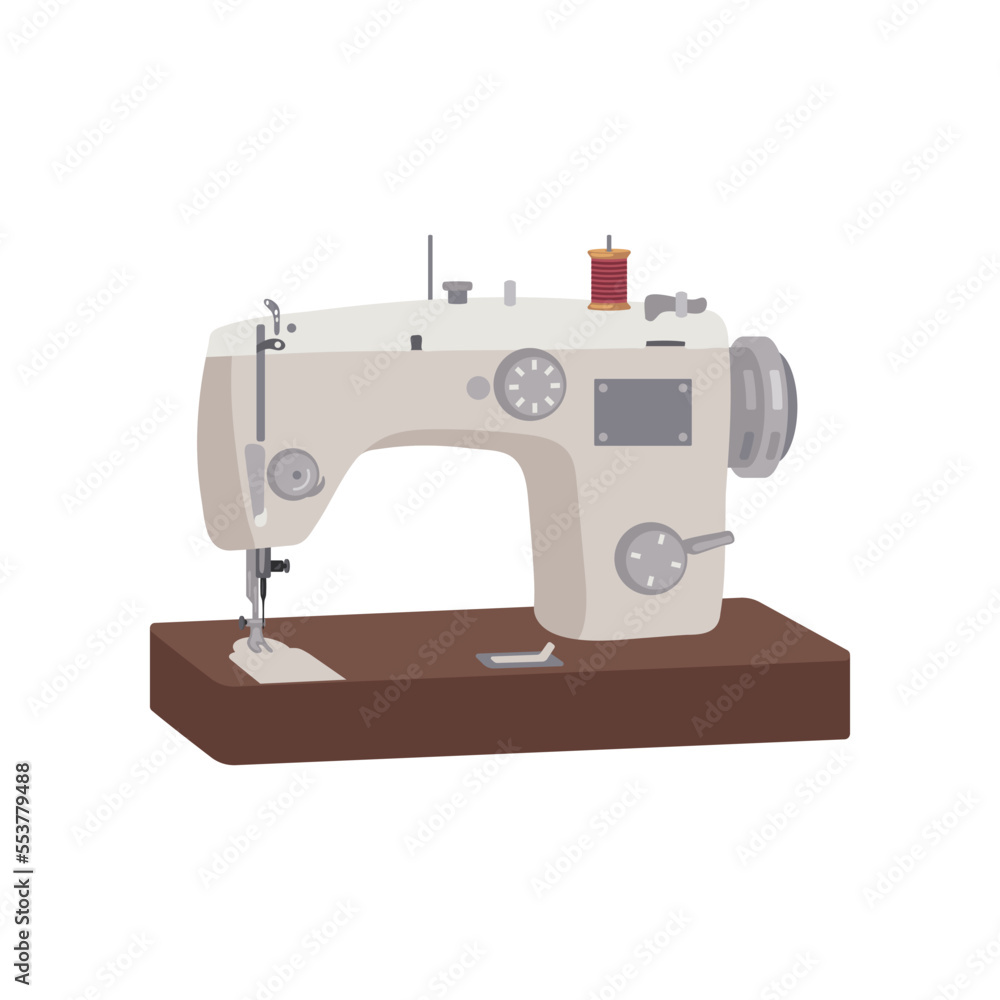 White retro sewing machine vector illustration art