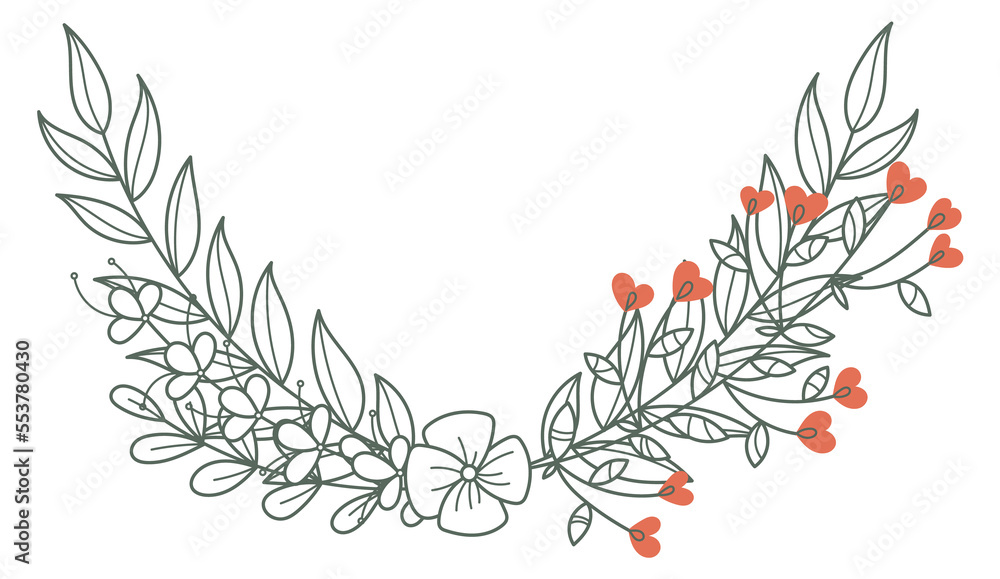DEcorative floral element. Cute natural print sketch