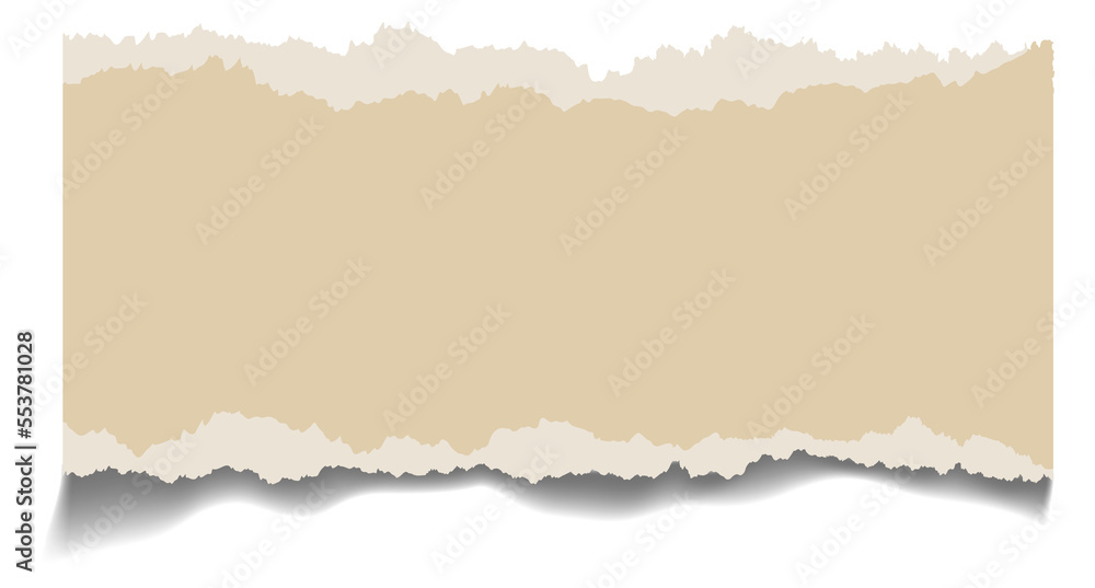 Torn edge paper piece mockup. Realistic ripped strip Torn edge paper piece mockup. Realistic ripped strip