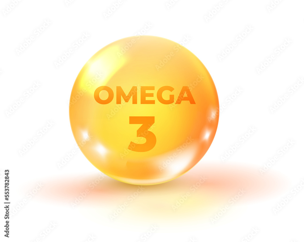 Omega 3 fat droplet. Realistic round oil ball Omega 3 fat droplet. Realistic round oil ball